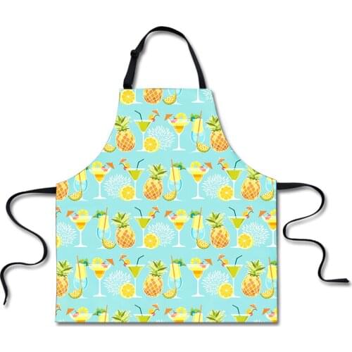 Fruit Pineapple Print Cooking Apron Cute Female Women Chef Kitchen Aprons Ladies BBQ Cleaning Tools Baking Cooking Accessories