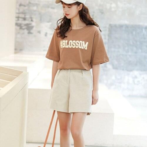 New O-Neck T-shirts for Women Sweet Style Summer Loose T Shirt Fashion Tops Printed Female Cotton Tee 2021 Woman Clothing