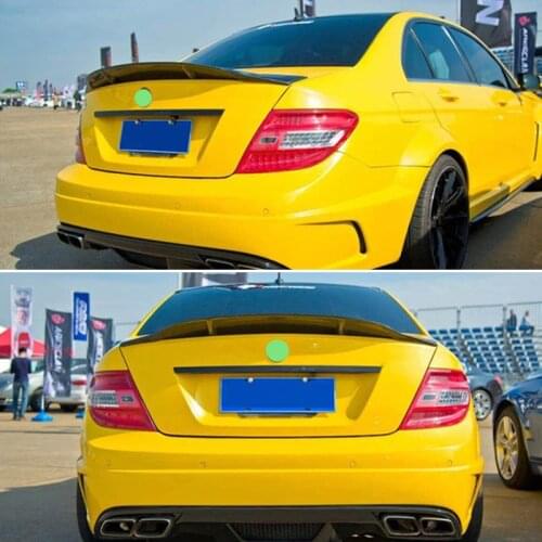Use For Benz C Class W204 Spoiler 2008--2014 Year Sedan AMG Glossy Black Real Carbon Fiber Rear Wing R Style Accessories