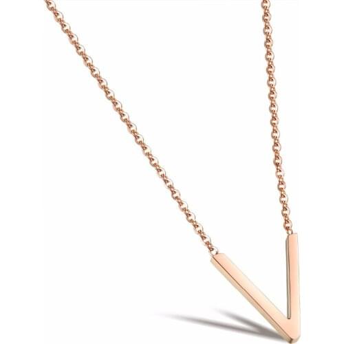 Dainty Little High Polished Stainless Steel Chevron V Pendant Necklace Women Girls Jewelry Super Simple