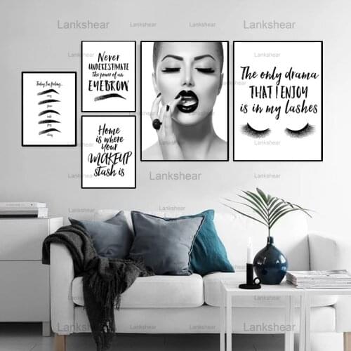 Lankshear Canvas Painting Eyebrow Makeup Artwork Beauty Nails Art Picture Lash Print Poster Girl Room Home Decoration No Frame