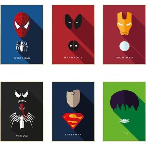 Marvel Superhero Avengers Canvas Print Painting Childrens Room Mural Spider-Man Iron Man Decorative Painting Birthday Gift Toys