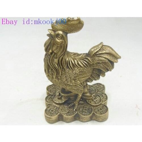 Elaobrate Chinese Antique collection Imitation ancient brass Big cock ornament Statue