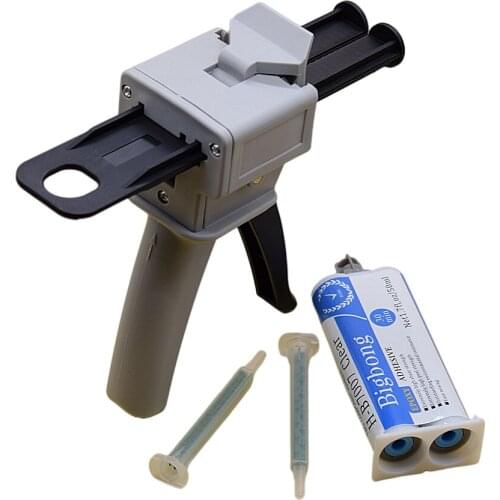 Epoxy Resin Glue Adhesives 50ml 1:1 AB Glues with 50ml 1:1 Glue Gun Dispenser Manual Caulking Gun and 2pcs Static Mixing Nozzles