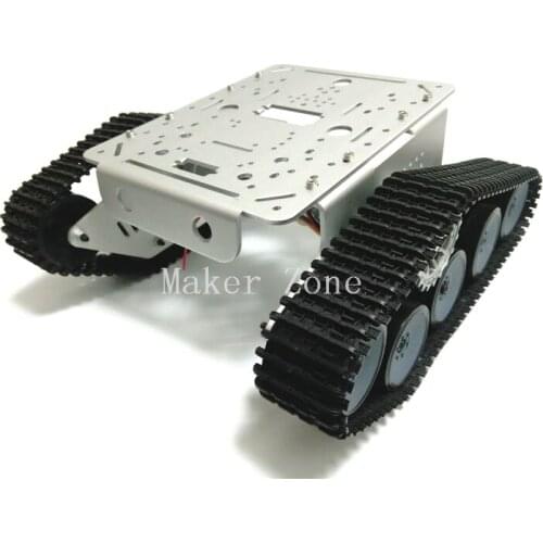 T300P Aluminum alloy Tank chassis Golden/Silver with robot arm interface, for DIY, Course Project, Robotic Competition