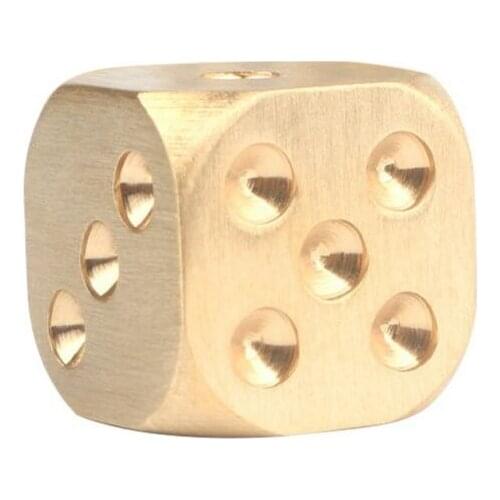 1 Pcs Golden Pure Color Dices Brass Copper Polyhedral Metal Solid Heavy Dice Playing Game Tool Outdoor
