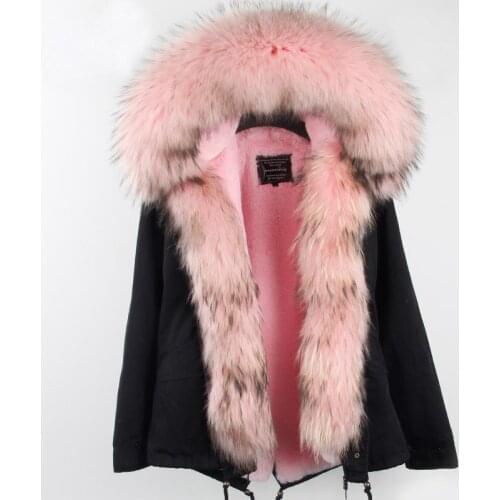 Long Winter Jacket 2020 New Fashion Women Luxurious Large Raccoon Fur Collar Hooded Coat Warm Fur Liner Parkas Top Quality