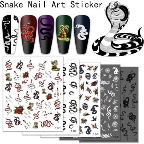 Hot! Snake Design 3D Nail Sticker Serpentine Self-adhensive Transfer Decals Decoration Nail Art Accessories