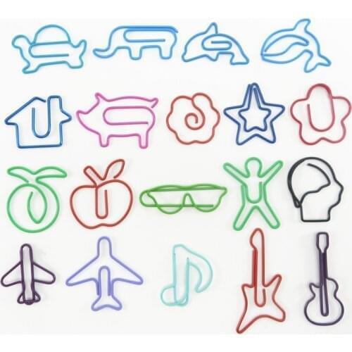 50pc Mini Animal Designs Paper Clips Multi Shapes Brooches Mixed Colors Safety Pin Creative Vehicle Clasp Kawaii Metal Book Mark