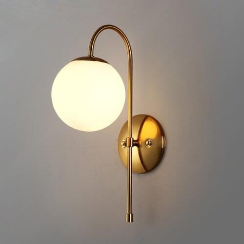 Nordic wall lamp modern simple living room background wall bedroom bedside creative corridor porch iron glass ball wall lamp