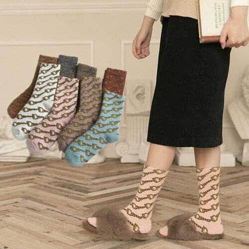 2020 Autumn Winter New Product Warm Lady 40% Wool Individuality Creative Fashion Striped Trend In Stockings 5 PAIRS/PACK