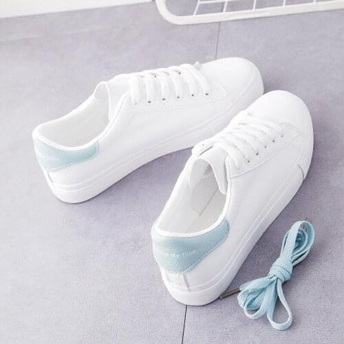 Autumn middle childrens white shoes girls students' flat casual shoes childrens board shoes low-top white lace-up sneakers