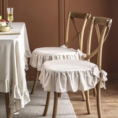 Simple modern chair mat solid color chair cushion quality linen cotton Nordic dining chair cover handmade chair covers