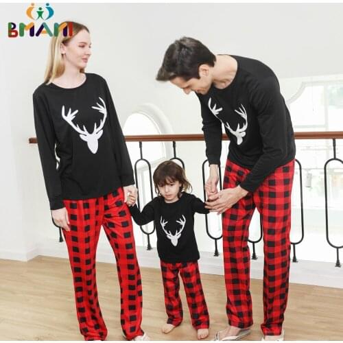 Christmas Women Mommy Print Blouse Tops and Pants Xmas Family Clothes Classic Pajamas Homewear Sleepwear Elk Print Casual Sets