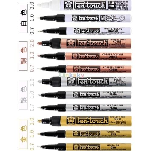 Sakura Extra Fine Pentouch Paint Marker, 0.7mm, Gold, Silver and Copper,Medium Point Marker, 2mm,waterproof and Fade Resistant