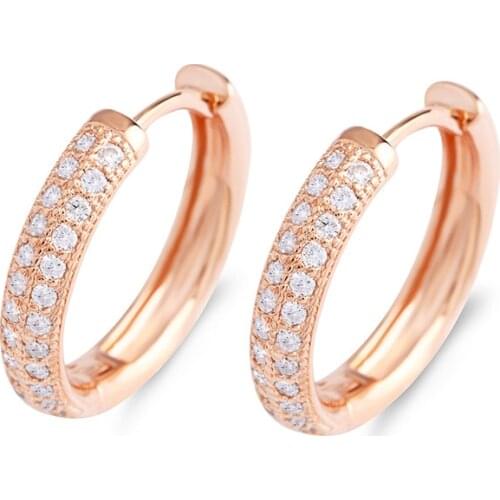 Ring shape earrings 585 rose gold zircon holiday gift wedding jewelry anniversary gift fashion exquisite shiny classic