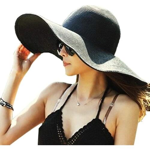 Hawaiian Floppy Hat Summer Beach Solid Color Women Wide Brim Straw Sun Cap UV Protect Travel шляпа женская летняя