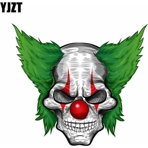 YJZT 14.8CM*13.3CM Reflective Funny Car Sticker Skull Clown Motorcycle Decal 6-0693