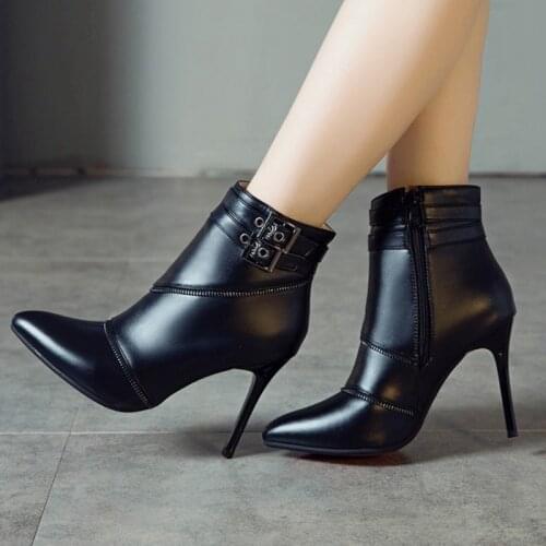 BLXQPYT Sexy pointed toe Big Size 34-50 Autumn Winter warm Ankle Boots Women zip High Heels12cm Pumps Platform Shoes woman 3015