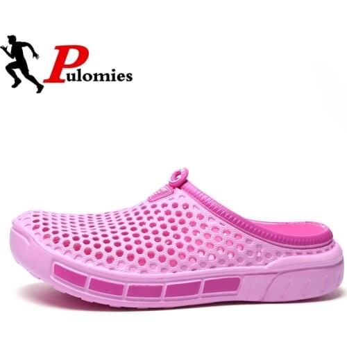 PULOMIES Summer Women Slippers Quick Dry Clogs Outdoor Garden Shoes Female Pool Sandals Bathroom Flip Flops Mules Beach Slippers