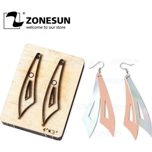 ZONESUN H2 DIY Custom Cutter Leather Earring Cutting Die Leather Cut Out Earring For Steel Rule Die Cutting Machine Press Tools
