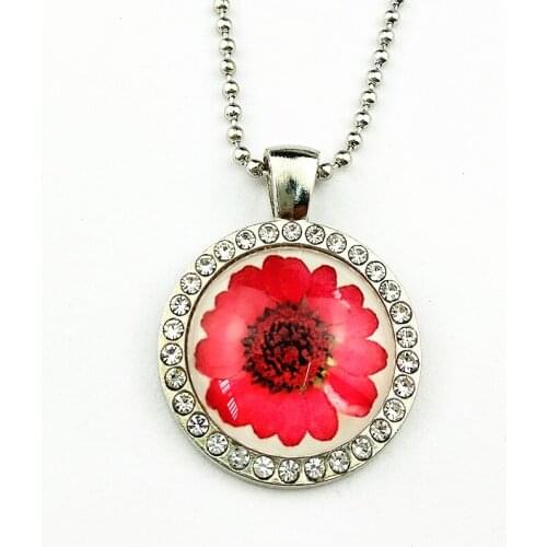 1pc New Design Chrysanthemum,Daisy Necklace, Red, pink, blue, purple 12 colors Pendants for girl women party gift