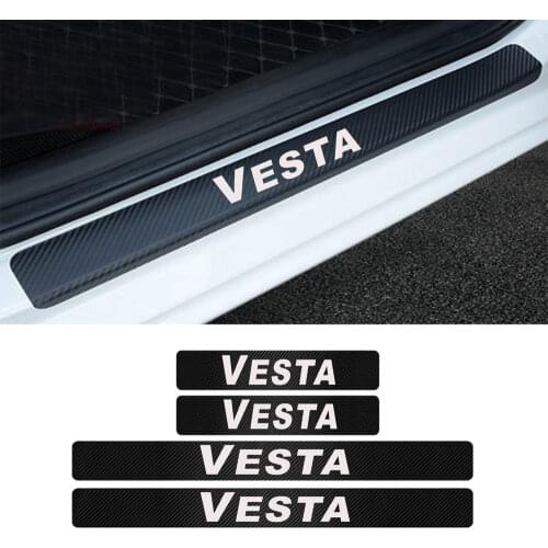 4pcs For LADA VESTA Car Door Sill Plate Guard Stickers Threshold Protector Carbon Fiber Decals Styling Accessories