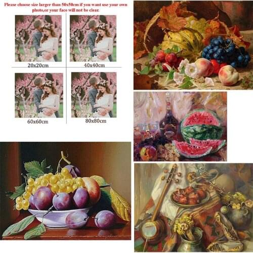 5D Diy Diamond Painting Plant Black Plum Banana Peach Square Diamond Round Diamond Full Diamond Cross Stitc Mosaic Home Decora