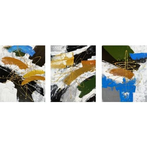 Abstract Oil Paintings Painted by Hand on Canvas Wall Art Textured 3D Art for Living Room Wall Décor 3 Panels Muzagroo Art