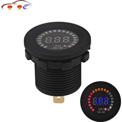 Color screen 12v 24v Car Digital Voltmeter Panel Volt Meter Waterproof Car Volt Meter Gauge Auto Motorcycle Voltmeter 12V 24V
