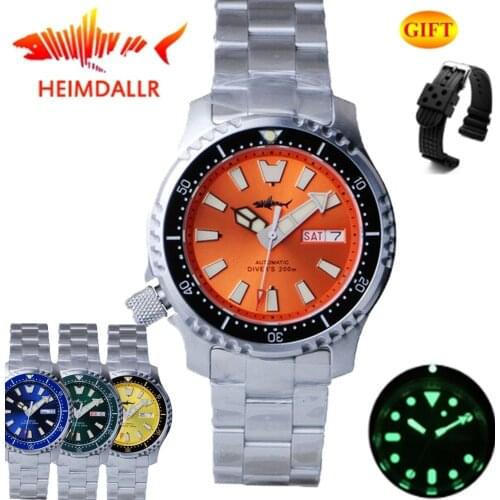 HEIMDALLR Automatic Watch Men NH36 Mechanical Mens Watches 316L Steel Sapphire Crystal Diver Watch 200M 3C Luminous Dial Luxury