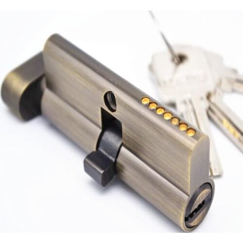 70mm Black Chrome Plated Brass Door Lock Cylinder With 3 Brass Computer Keys Anti-theft Home Security Cylinder With Knobs House