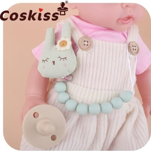 Coskiss New Baby Pacifier Clip Chain Dummy Holder Nipples Children Pacifiers Teether Teething Toy Cartoon Rabbit Bracket
