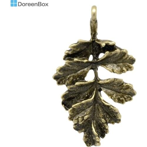 Doreen Box Lovely 20 Bronze Tone Leaf Charm Pendants 32x19mm (B12375)