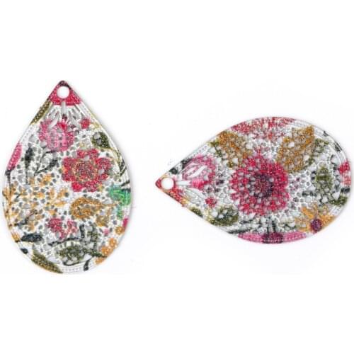 DoreenBeads Iron Based Alloy Enamel Filigree Painting Hollow Pendant Charms Water Drop Bohemia 26mm(1") x 17mm( 5/8"), 10 PCs