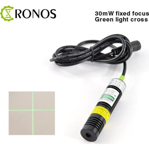 532nm Fixed Focus 30mW Cross Line Green Laser Module Diode Locator for Wood Fabric Cutting Cutter Adapter Mount