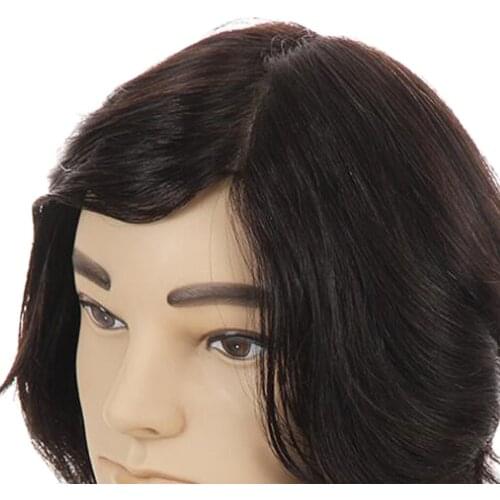 Male Mannequin Head with 100% Human Hair, Straight Wig Display Styling Head, Use in Salon or Home or Travel