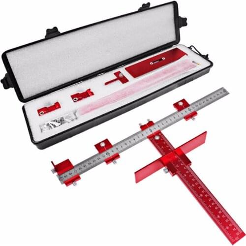 1PC Red Wood Hole Punch Locator Jig Tool Center Drill Bit Guide Fixture Set Sleeve Cabinet Hardware Locator Wood Drilling Tool