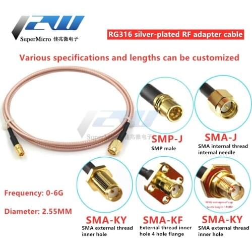 SMP male to SMA female coaxial RF adapter cable SMP-J/SMA-J test line RG316 silver-plated cable
