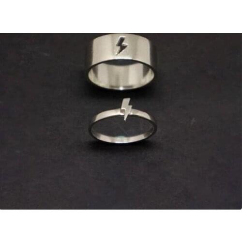 Men Womens Silver Color Hollow Lightning Rings Simple Couple Rings Set Lovers Jewelry Engagement Ring Wedding Party Jewelry
