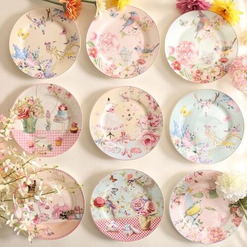 Creative porcelain country side style love dish flower exquisite life dinne plate steak plate European Ameraica style living