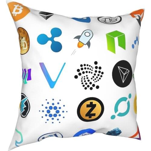 Crypto Coins Throw Pillow Cover Throw Pillow Bitcoin Cryptocurrency Ethereum Btc Blockchain Creative Pillowcase