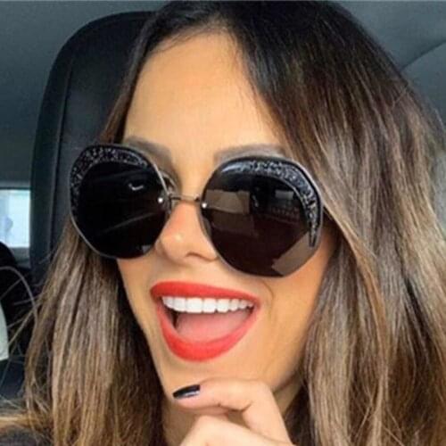 Fashion New Luxury Brand Round Frameless Sunglasses Women Chic Circle Gradient Sun Glasses Female Goggle Shades UV400