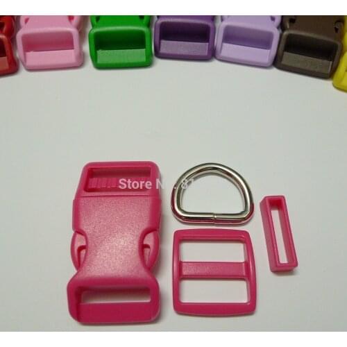 25 Sets 1'' 25mm #9 HOT PINK COLOR Dog Collar Hardware Curved Side Release Buckle Set