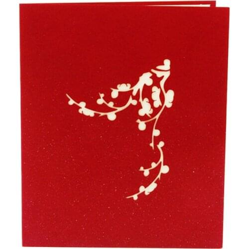 NEW 3D Pop Up Card Plum Flower Happy Birthday Valentine Anniversary Christmas for wedding