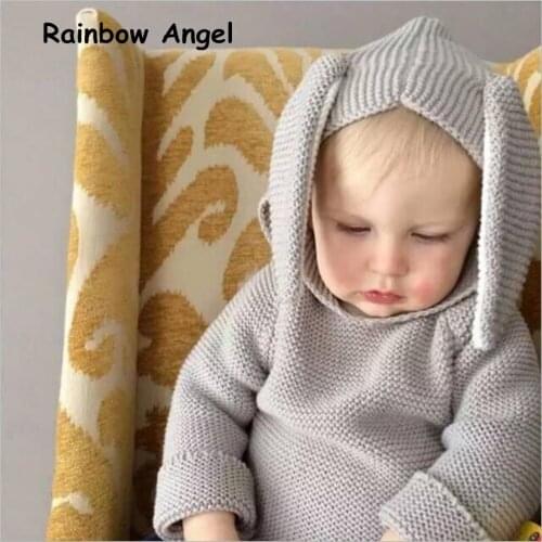 2019 Autumn New Baby Sweaters Rabbit Cotton Pullover Baby Jacquard Sweater Rabbit Ears Boys Girls Sweater With Hooded