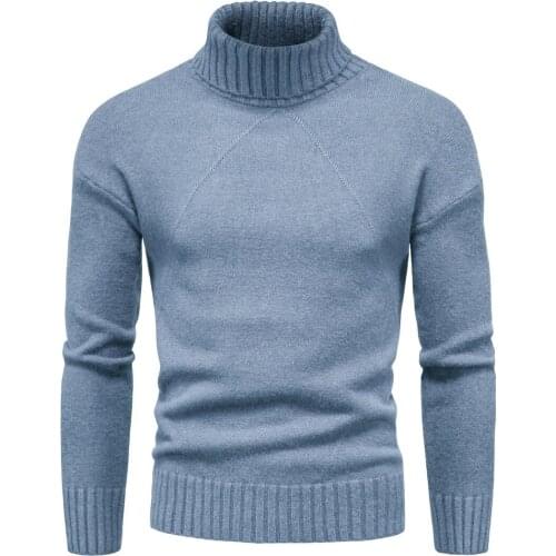 Autumn Winter Mens Knitwear Turtleneck Sweaters with Long Sleeves
