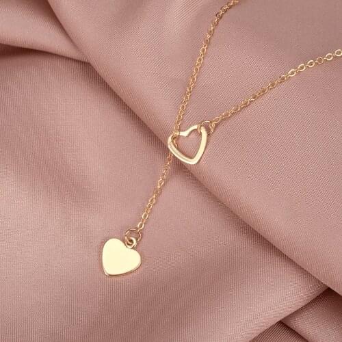 New Fashion Simple Trendy Necklace for Women Copper Heart Link Chain Pendant Necklace 2020 Fashion Heart-Shaped Jewelry Girl