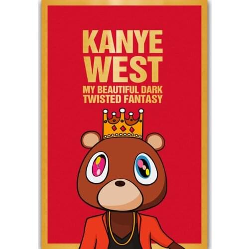 Hot Kanye West Rap Music Hip Hop Ablum-Silk Art Poster Wall Sicker Decoration Gift