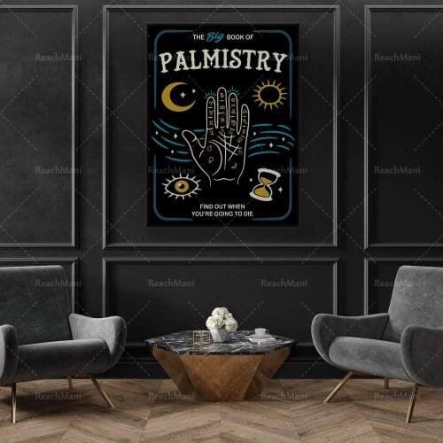 Funny Witch Poster, The Big Book Of Palmistry Reading Poster, Dark Humor Witch Craft Art Palmistry Print Gothic Home Decor